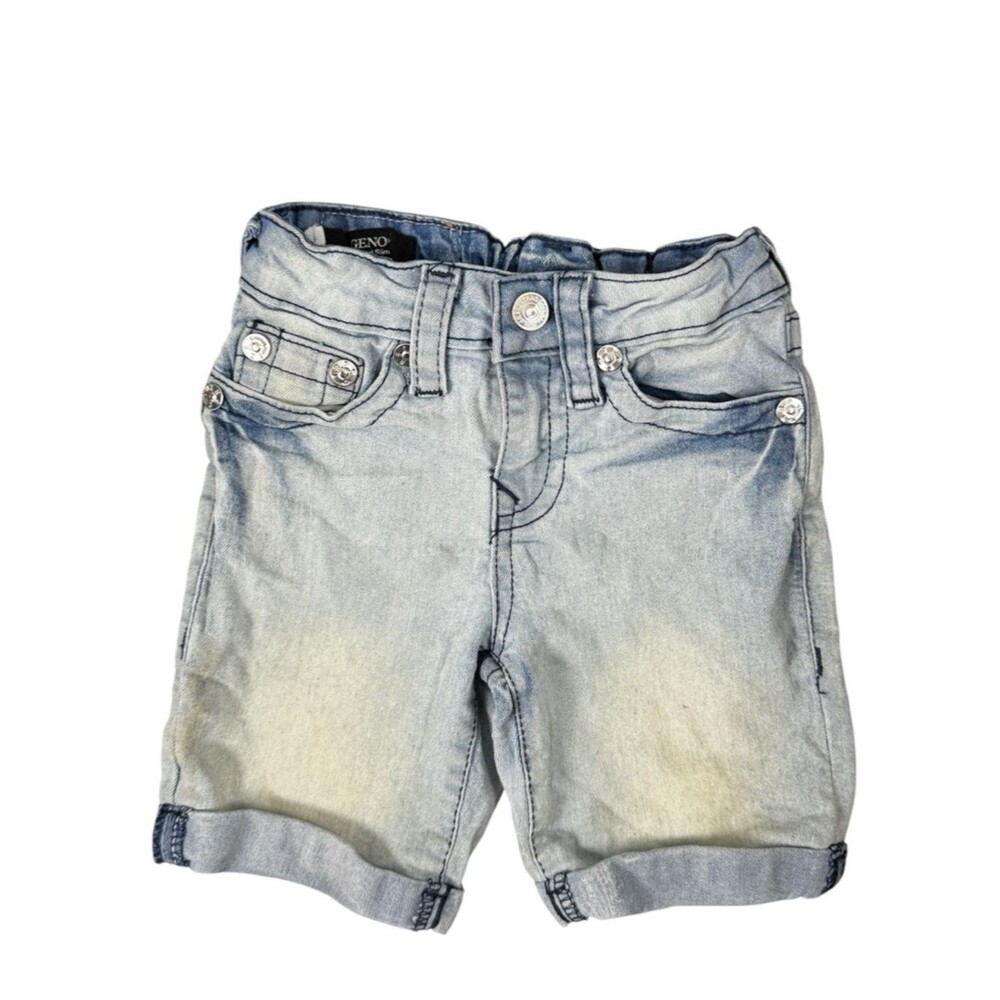 True Religion Toddler Girls Distressed Denim Shorts Size 4 Cuff Adjustable Waist